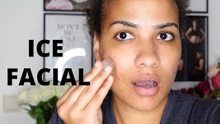 HOW TO GET GLOWING SKIN FAST | ICE FACIAL FOR OPEN PORES, EYE PUFFINESS \u0026 WRINKLES