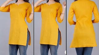 short kurti cutting and stitching //jeans top/kurti cutting