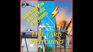 High voltage arcs and sparks. Dangerous substation switching power transformers and circuit breakers