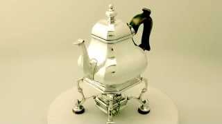 Britannia Silver Bachelor Teapot and Spirit Burner Stand - Antique George I - AC Silver (W8908)