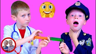 Doctor set toys | Sore throat! | Mike and Jake pretend play with doctor kit  डॉक्टर सेट  العاب دكتور