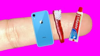 5 minute crafts for barbie 🎉| Miniature iphone, toothpaste , toothbrush, watch and many more..
