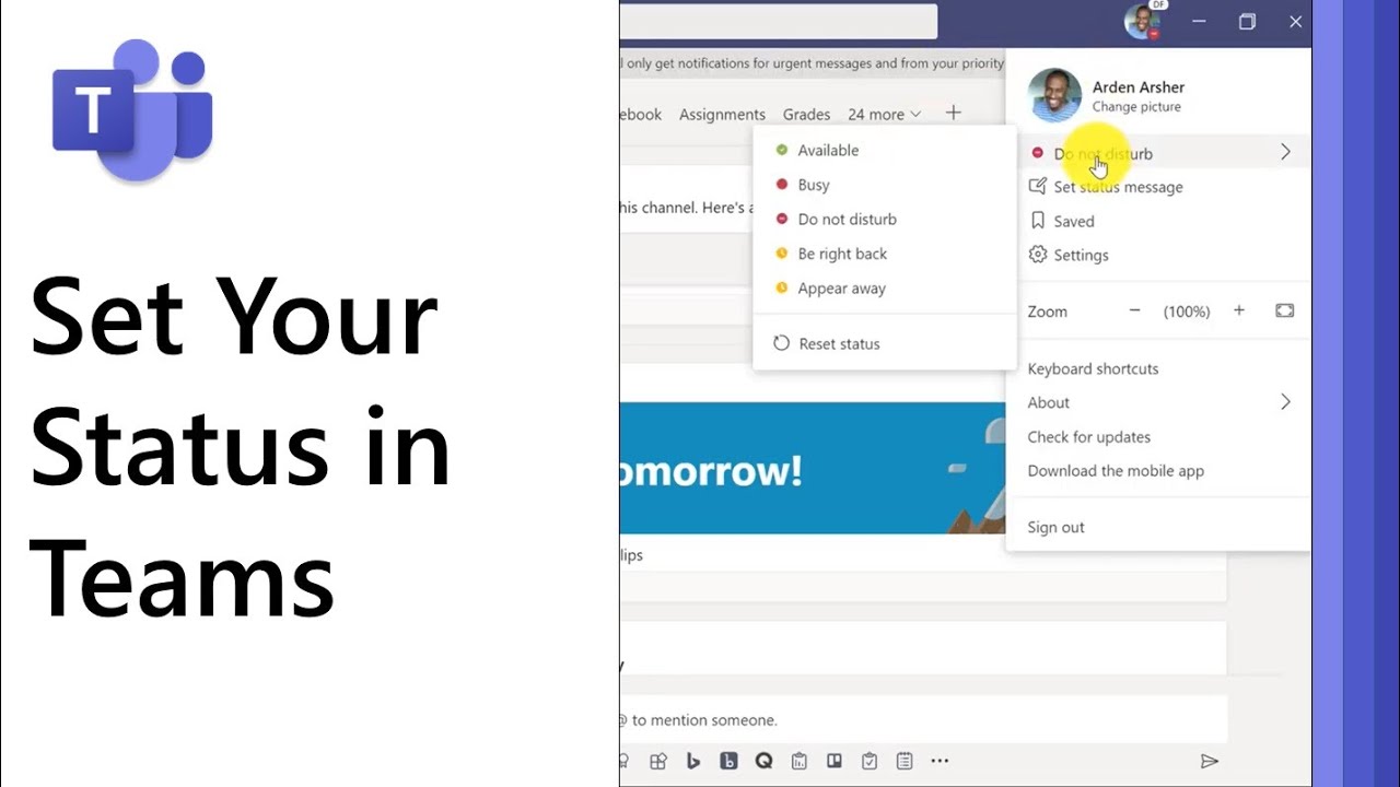 How To Set Status In Microsoft Teams - YouTube