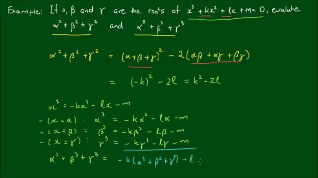 Relationship Between Roots And Coefficients For 3rd Order Polynomials ...