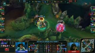 C9 Contractz VS Dignitas Keane Twisted Fate Game 2 Highlights   2017 NA LCS Spring W1D3