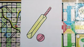 Learn to draw a cricket bat and ball. #drawing