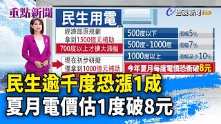 民生逾千度恐漲1成 夏月電價估1度破8元【重點新聞】-20240317