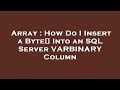 Array : How Do I Insert a Byte[] Into an SQL Server VARBINARY Column