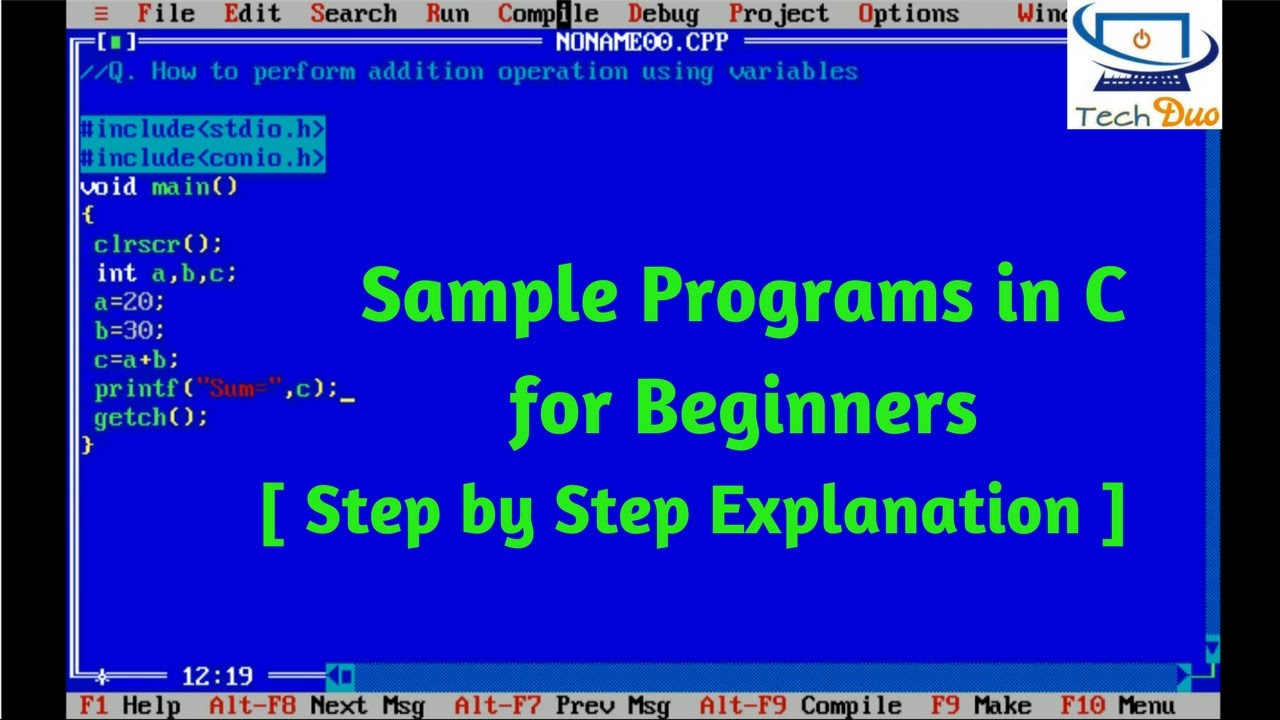 Sample Programs In C For Beginners [Step By Step Explanation] - YouTube