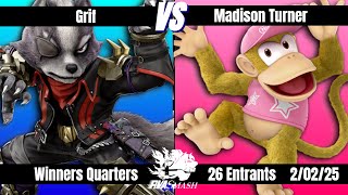 RVA Smash 162 | Grif (Wolf) vs Madison Turner (Diddy Kong) | Winners Quarters | 26 Entrants | SSBU