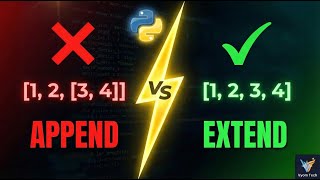 PYTHON APPEND VS EXTEND: THE MISTAKE EVERYONE MAKES! 🛑 | VYOM TECH #education #pythonprogramming
