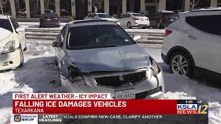 Texarkana residents report damage to their vehicles from falling ice