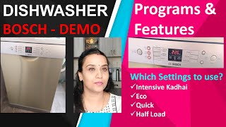 Bosch Dishwasher Demo Settings | Programs & Features | Intensive Kadhai, Half Load, Eco, Schedule