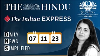 The Hindu & The Indian Express Analysis | 07 November, 2023 | Daily Current Affairs | DNS | UPSC CSE