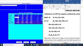 Simplex method using TOra