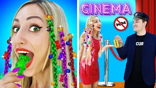 HOW TO SNEAK FOOD INTO THE MOVIE THEATER | CRAZY HACKS FOR SNEAKING CANDY INTO THE THEATER!