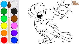 Children's cartoon draw a parrot! fun for any child!