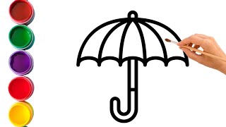 How to draw a umbrella || umbrella drawing and coloring for kids easy