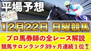 【12月22日日曜競馬予想】10番人気88.4倍の馬を狙い撃つ‼️プロが平場全レース予想を無料公開！【平場予想】