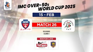 LIVE: USA vs UAE - IMC Over-50s World Cup 2025