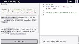 Manipulate Arrays With shift()- Freecodecamp.org | Video 46 | Basic JavaScript