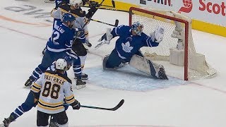 Frederik Andersen robs Patrice Bergeron with the glove