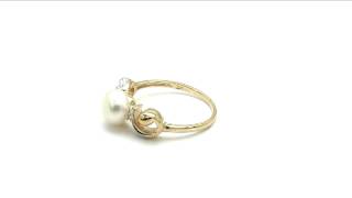 Johareez 2.27CTW Pearl \u0026 Cubic Zircon Gold Plated .925 Sterling Silver Ring