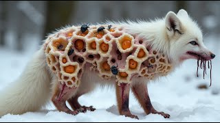 A White Fox, Injured by Millions of BARNACLES, was successfully rescued by a man