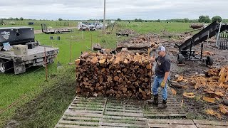 Stacking Hedge Firewood On Pallets