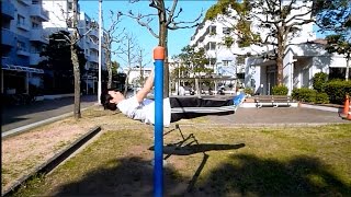 フロントレバープルアップ練習！(正面水平懸垂)front lever pull-ups practice