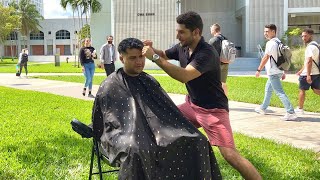 College Student LOVED His FREE Haircut On Campus | TRANSFORMATION 🔥