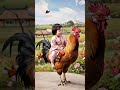 Adorable Baby Riding a Giant Rooster! #nature #adventure #shorts