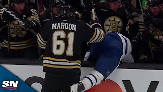 Pat Maroon Puts Timothy Liljegren Into Bruins Bench With Big Hit