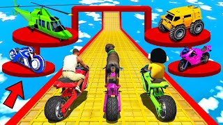 SHINCHAN AND FRANKLIN TRIED THE IMPOSSIBLE MEGA RAMP 4 PRIZE JUMP CHALLENGE GTA 5