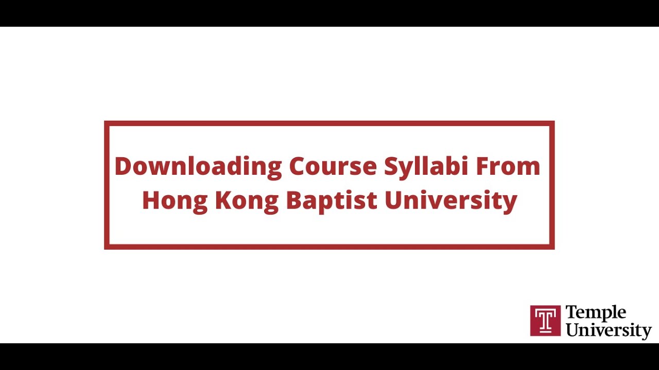 Downloading Course Syllabi From Hong Kong Baptist University - YouTube