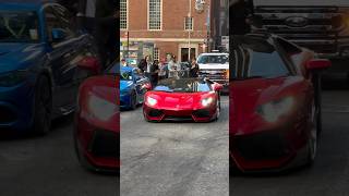 Stunning Red Lamborghini Aventador Driving in NYC🗽