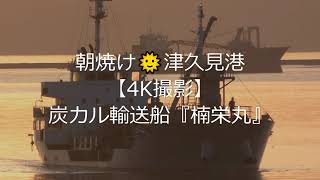 朝焼け🌞津久見港【4K撮影】炭カル輸送船『楠栄丸』