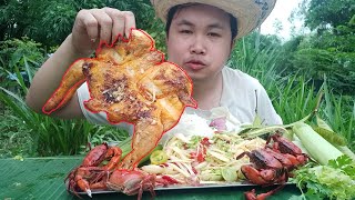 กินส้มตำปลาร้าเผ็ดควันออกหู‼️ไก่ย่างตัวใหญ่ๆ นึ่งปูนาก้ามโตๆ| NiKyTV