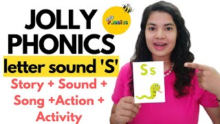 S letter sound | Jolly Phonics | Story + Action + Song | Alphabet sound for kids