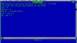 qbasic program to generates multiples of 5 between 5 and 500 to sum and find product