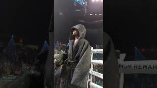 Jermell Charlo comes to the ring looking like the grim reaper. #CaneloCharlo