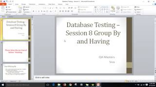 Database Testing | SQL Tutorial For Beginners – Session 8 Group By and Having
