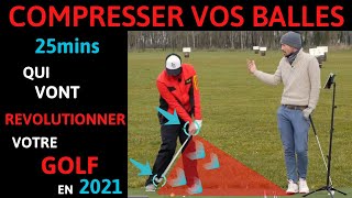 Compresser la balle de golf avec les fers. Cours de golf