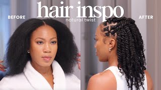 Mini Two Strand Twists on Natural Hair + Thick Afro Bulk Hair