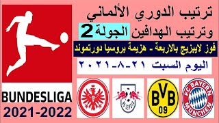 ترتيب الدوري الالماني وترتيب الهدافين الجولة 2 السبت 21-8-2021 - فوز لايبزيج وهزيمة دورتموند