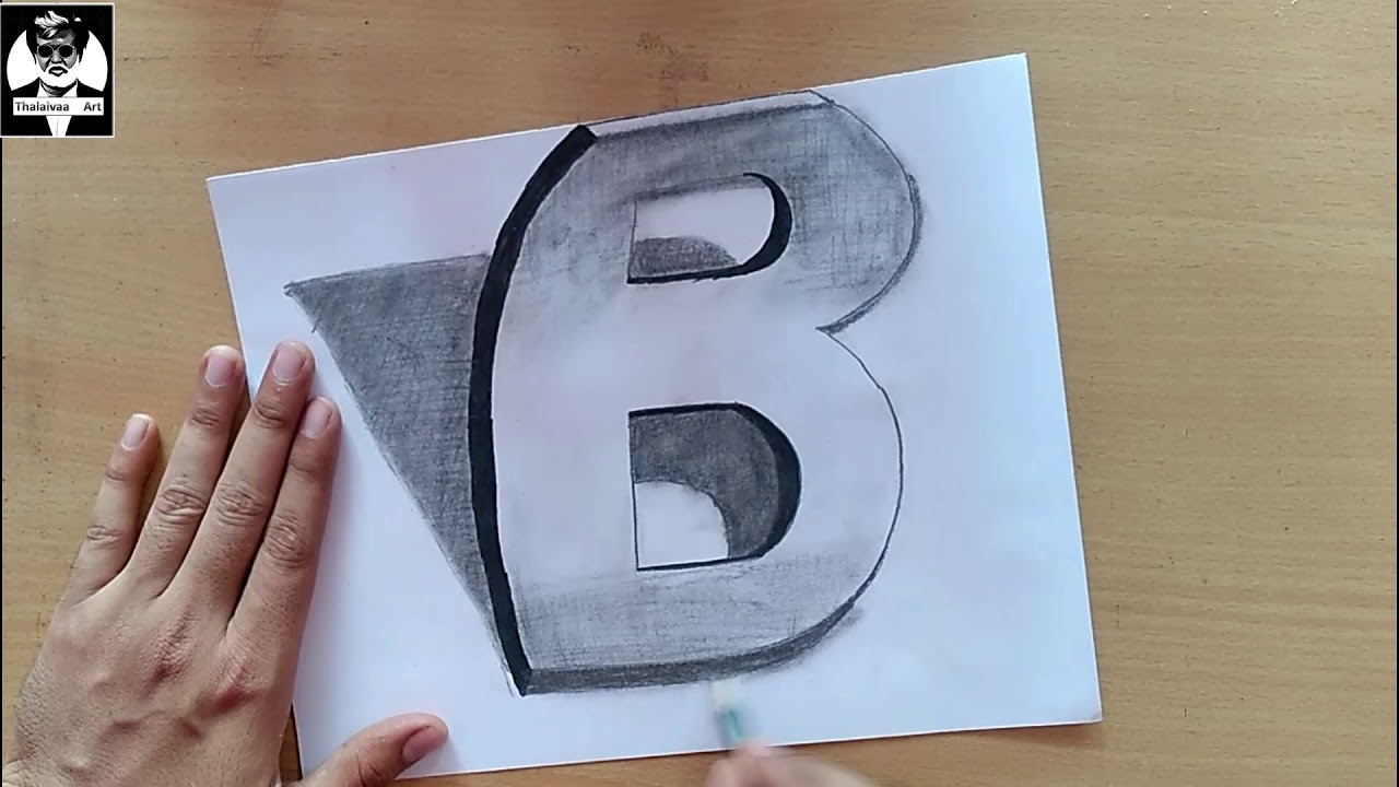 How To Draw 3d Art Letter B Easy Steps Drawing For Beginner || 3d ...