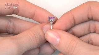 FET37-RUY - 18K White Gold Diamond and PINK SAPPHIRE Ring 0.06ct