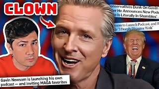 Gavin Newsom SHAMELESS PR Dumpster Fire Podcast IS A JOKE!