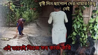 বৃষ্টির দিন ছাগল দের খাবার কিছু নেই  এই ভাবেই ভিজে সব কাজ করি