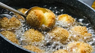 Fried Sesame Balls(開口笑正確做法) Traditional Chinese New Year's Dim Sum